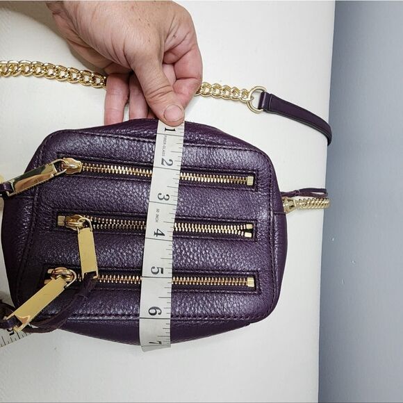 Rebecca Minkoff Moto 3 Zip Crossbody Bag Aubergine Purple Designer Bag - Picture 7 of 9